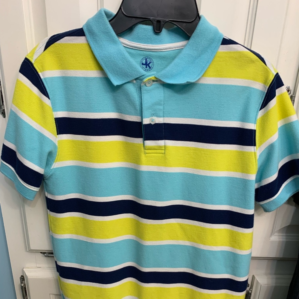 J khaki boys multi colored stripe polo shirt